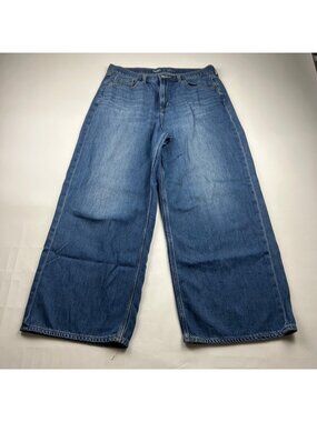 Old Navy Medium Wash Denim Baggy Wide Leg Jeans 12